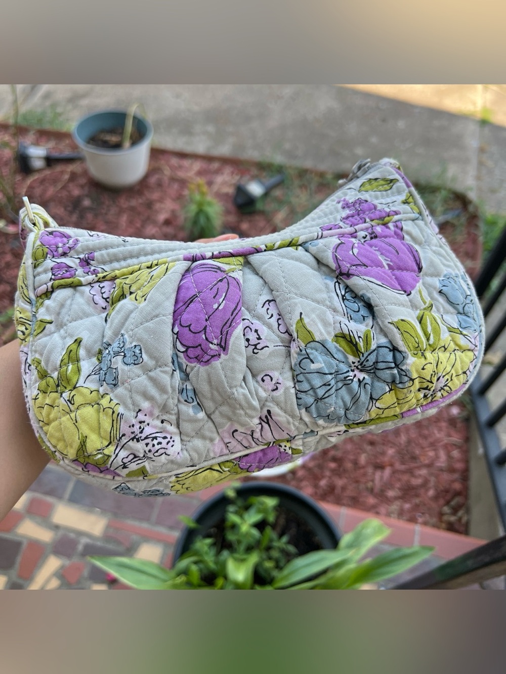 Vera Bradley Quilted Mini Crossbody in Lavender, Green and Blue Floral